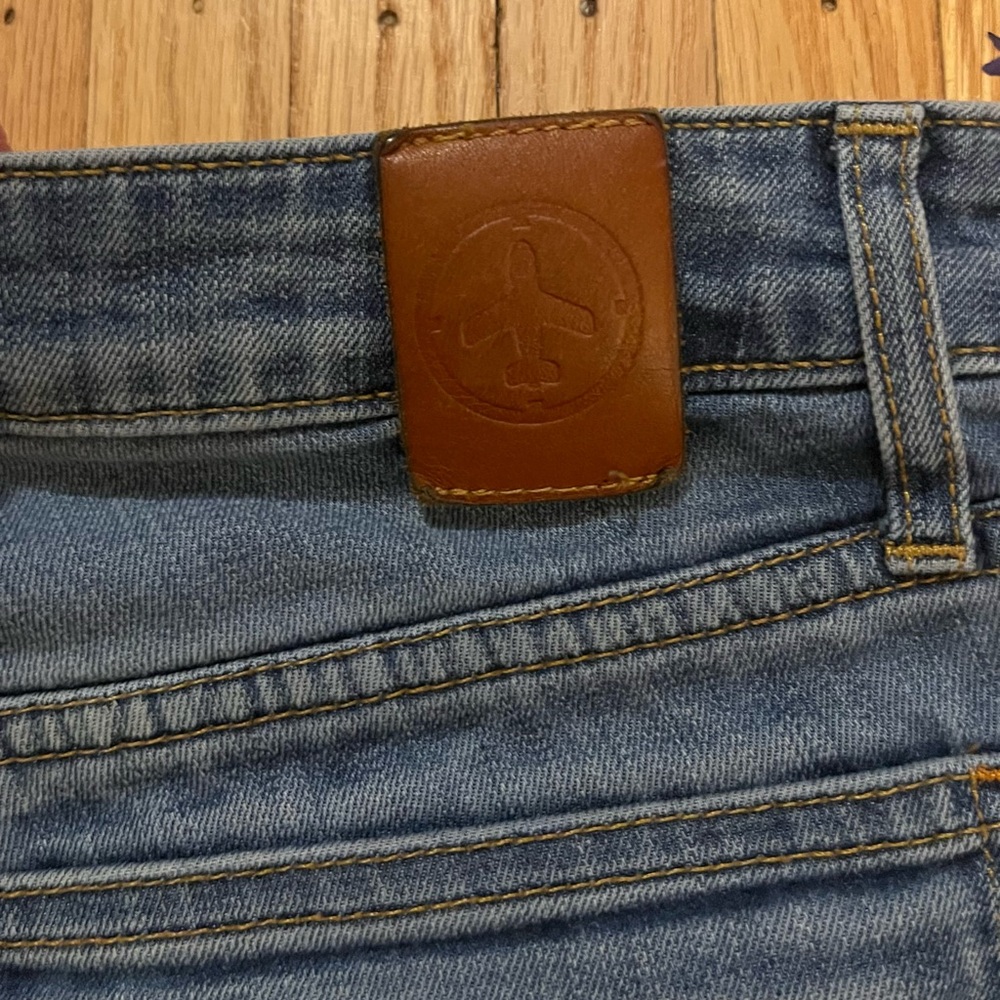 Men's Ripped Aviator Nation Blue Denim Jeans - Picture 7 of 7